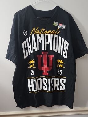 Nike Black National Champions Hoosiers Short Sleeve Tee - Red/White/Gold